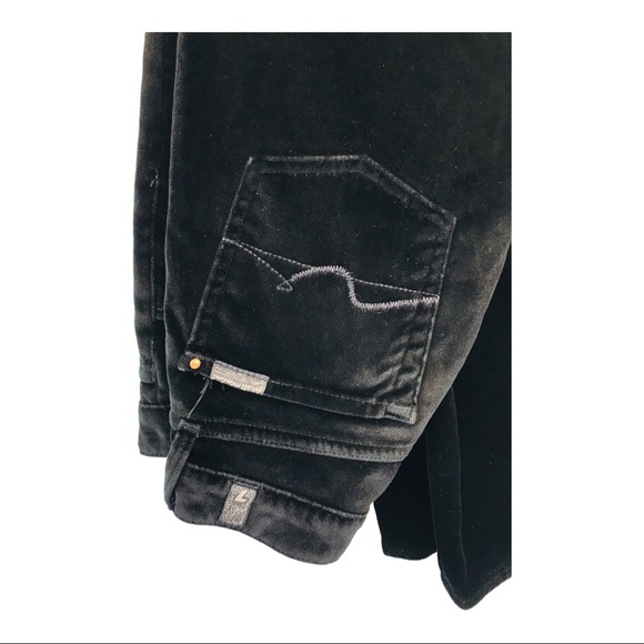7 For All Mankind Velour Straight Leg Pants 7Fam Black Velvet Ankle Womens 25 - Picture 8 of 14